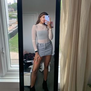 Long Sleeve Mesh Blouse
